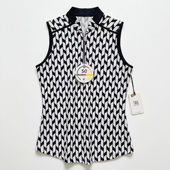 Tail Tops - Tail White Label Darly Top Magnetic Geo Black White Golf Tennis UPF 50 Womens XS